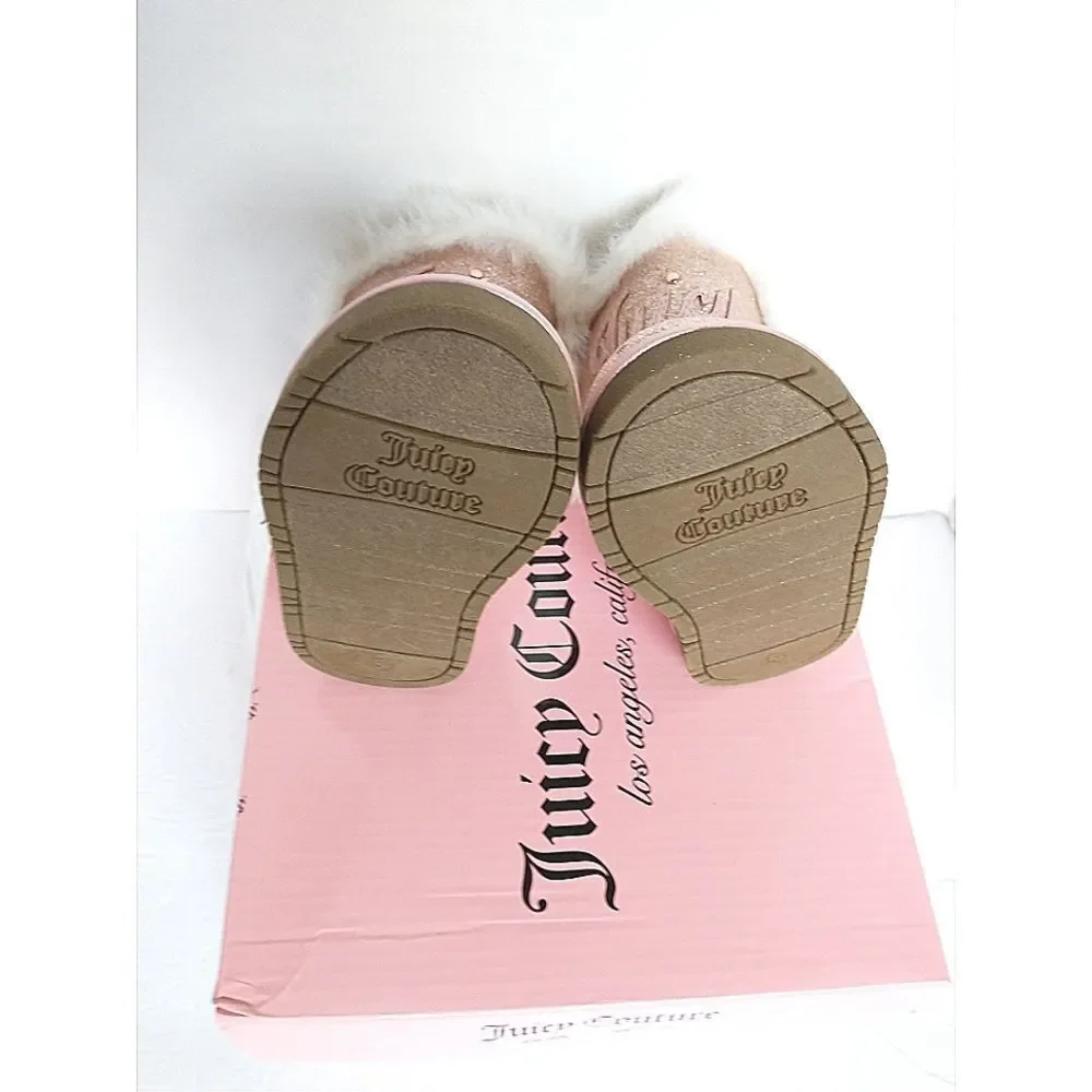 New! JUICY COUTURE Girls Lil Windsor Gold Glitter Faux Fur Boots Booties Size 5T